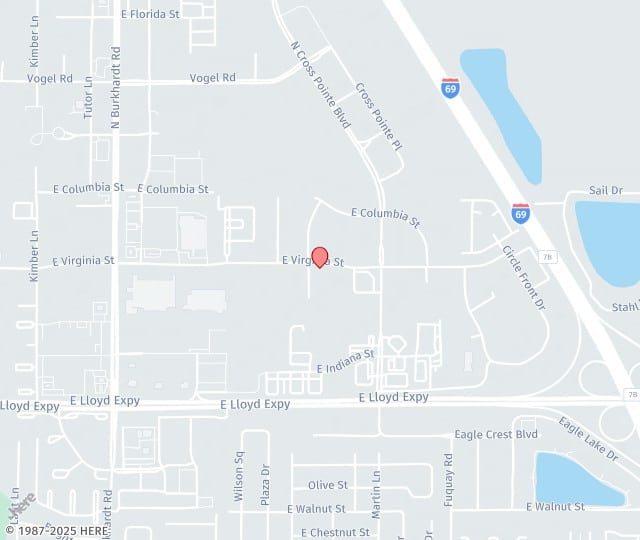 Location Map: 7201 E. Virginia St. Suite D, Evansville, IN 47715