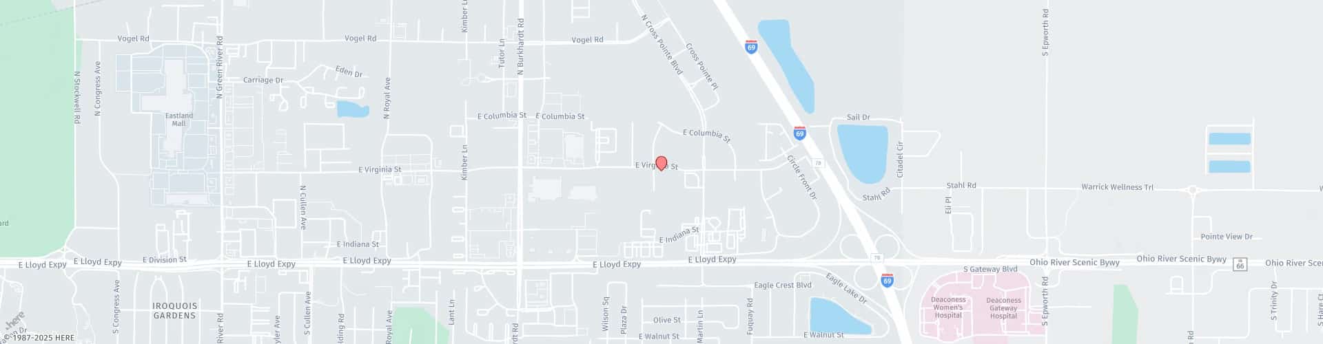 Location Map: 7201 E. Virginia St. Suite D, Evansville, IN 47715